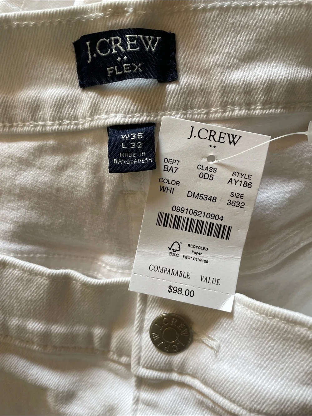 J. Crew Signature Flex Slim Jeans. Men’s 36 x 32. NWT.